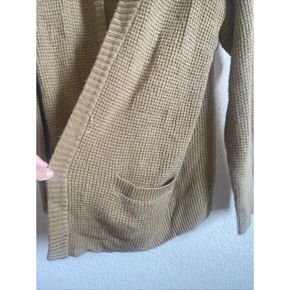 Michael KORS Women Long Knit Cardigan Wool Granny Pockets Camel Large Preppy - Picture 2 of 10